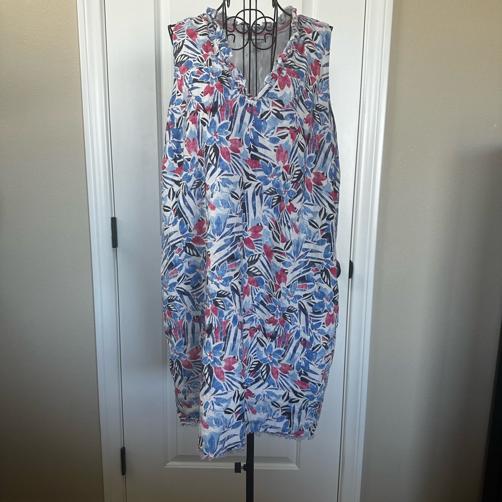Tommy Bahama Linen Sleeveless Dress - Blue and Red